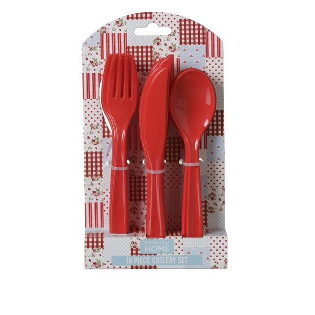 18 pack plastic cutlery set, €1.50, available from Penneys.
