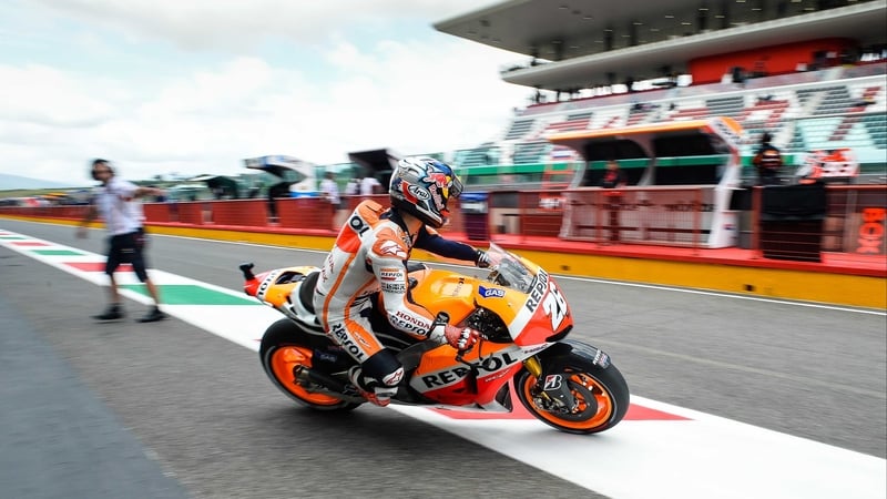 Dani Pedrosa leaves the pits at Mugello