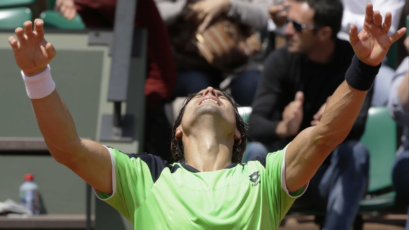 David Ferrer shows his joy at victory