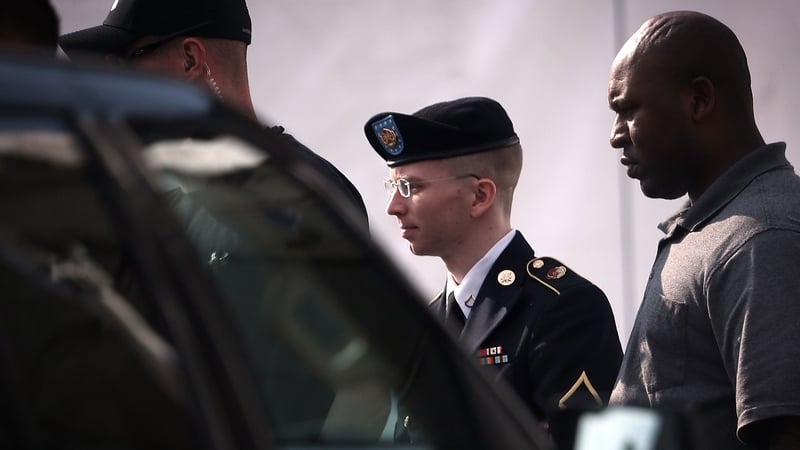 Bradley Manning arriving for the start of his trial yesterday