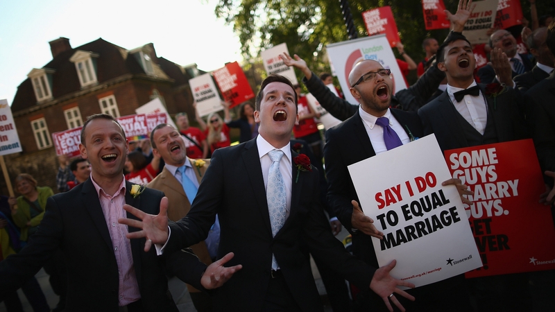 Supporters of the bill gathered outside the House of Lords in London