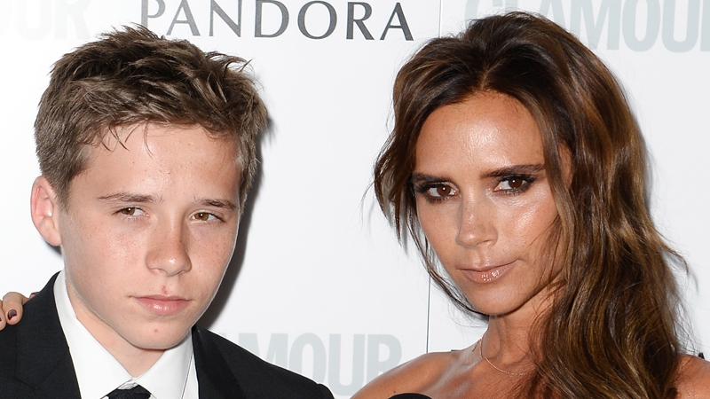 Victoria Beckham and her eldest son Brooklyn.