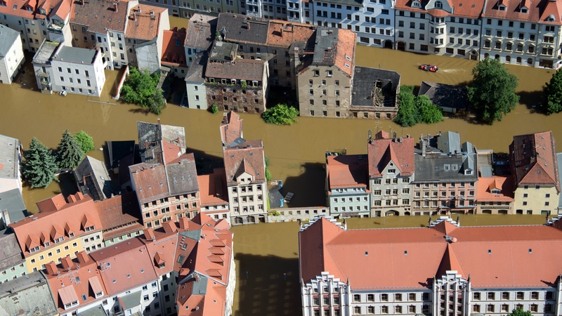 Aerial view shows the flooded city of Meissen in eastern Germany