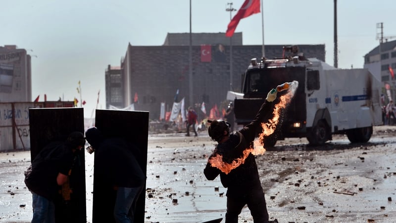 Some protesters responded with molotov cocktails