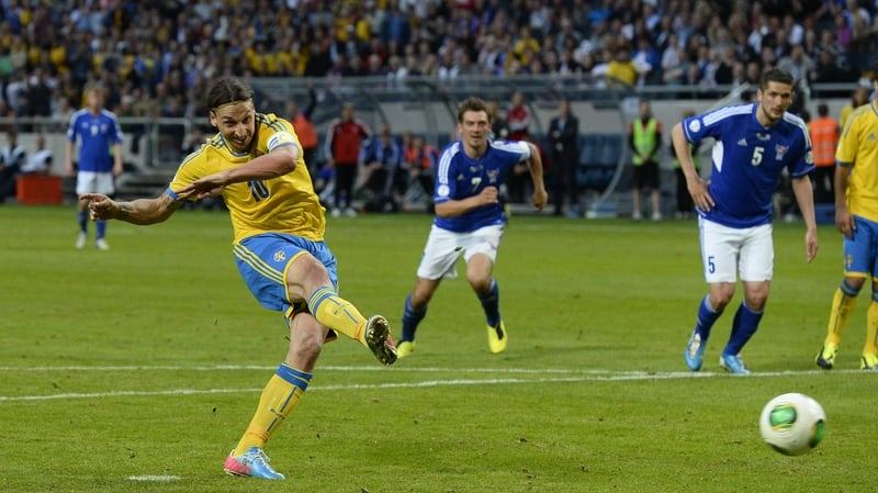 Zlatan Ibrahimovic scores from the spot