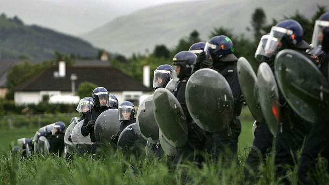 Police form a cordon around the venue during a previous UK-hosted G8 summit at Gleneagles, Scotland in 2005
