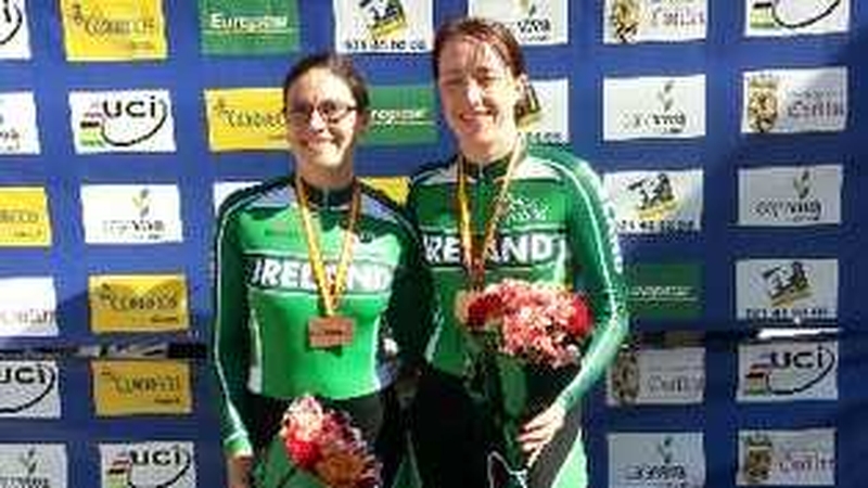 Katie-George Dunlevy and Anne Dalton with their medals earlier today