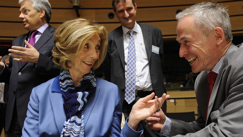 Minister for Jobs, Enterprise & Innovation Richard Bruton talks with French minister for Trade Nicole Bricq