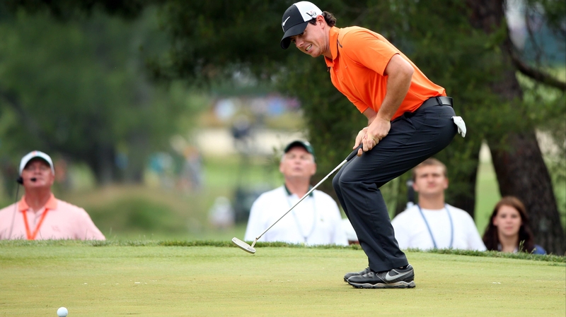 Rory McIlroy lies on three over, just four shots off the lead at halfway