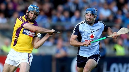 Dublin's Stephen Hiney and Wexford's Garrett Sinnott
