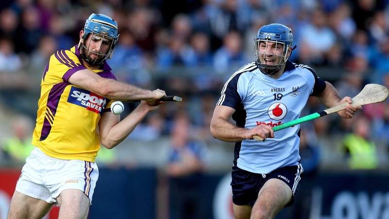 Dublin's Stephen Hiney and Wexford's Garrett Sinnott