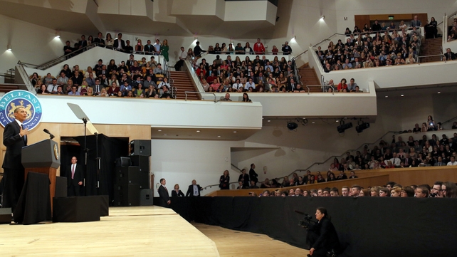 Barack Obama told thousands of NI students to keep working towards a lasting peace