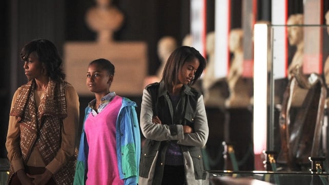 The Obamas took a tour of Trinity College and viewed the Book of Kells