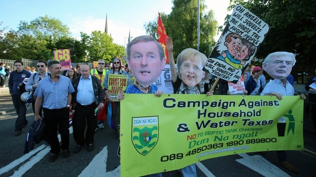 Anti-G8 campaigners take part in a protest rally in Enniskillen