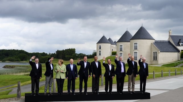 The G8 leaders pose for the 'family photo' on the shores of Lough Erne