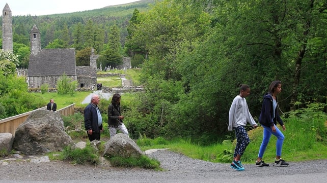 The Obamas were given a tour of the 6th Century monastic site in Co Wicklow