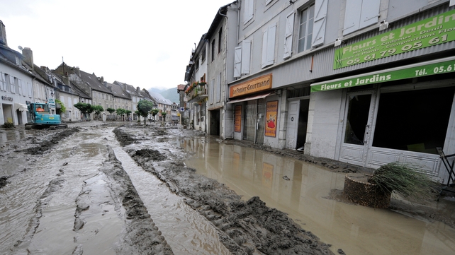 Streets in the village were left covered with mud