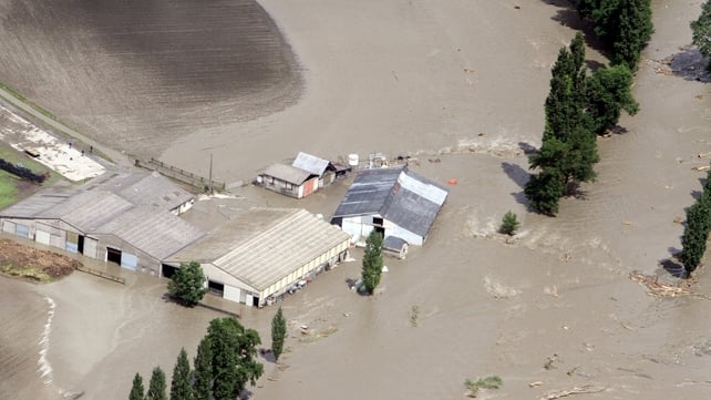 Flooded houses in the Vallee des Gaves, near Tarbes
