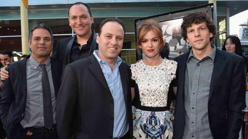 Mark Ruffalo, director Louis Letterier producer Bobby Cohen, actress Isla Fisher and actor Jesse Eisenberg at a Hollywood screening of Now You See Me