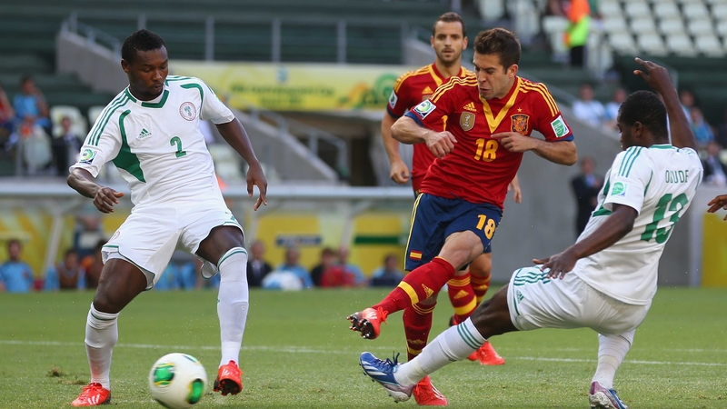Jordi Alba opens the scoring for Spain