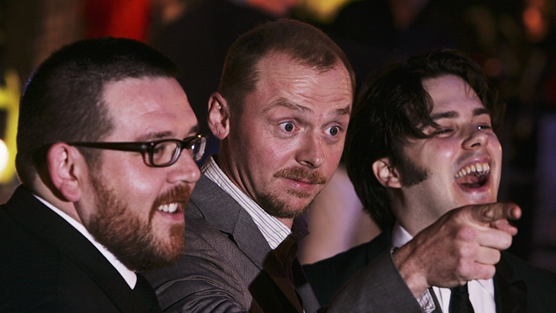 (l-r) Frost, Pegg and Wright - Joining in the fun at Edgar Wright House at the Light House Cinema