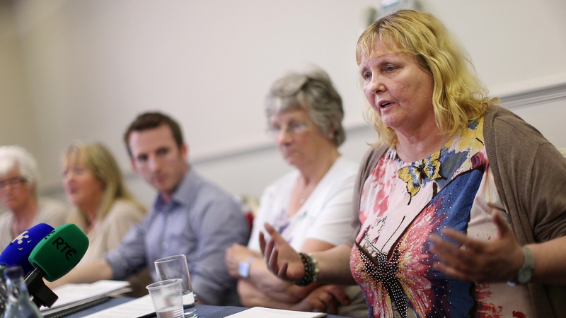 Mary Smith (right) joins other Magdalene survivors at a press conference in Ballsbridge to give their reaction to the scheme