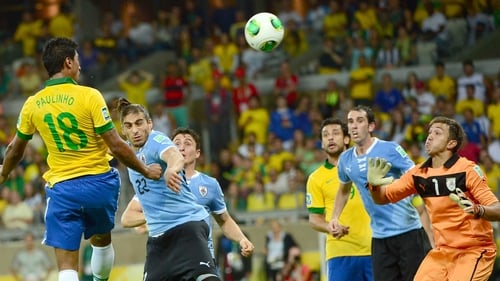 Paulinho (l) was a regular for Brazil during their Confederations Cup campaign
