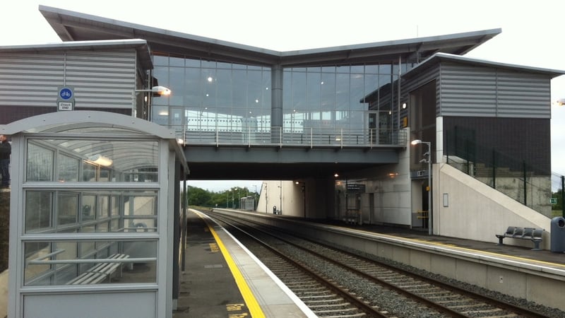 The first train stopped at Dublin's Hansfield Station after a three-year delay