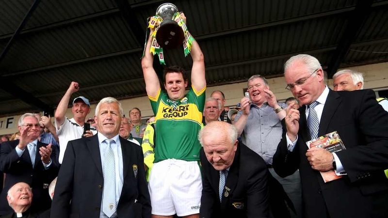 Eoin Brosnan lifts the Munster Championship trophy