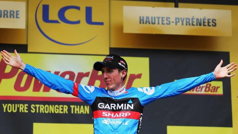 Dan Martin celebrates his achievement