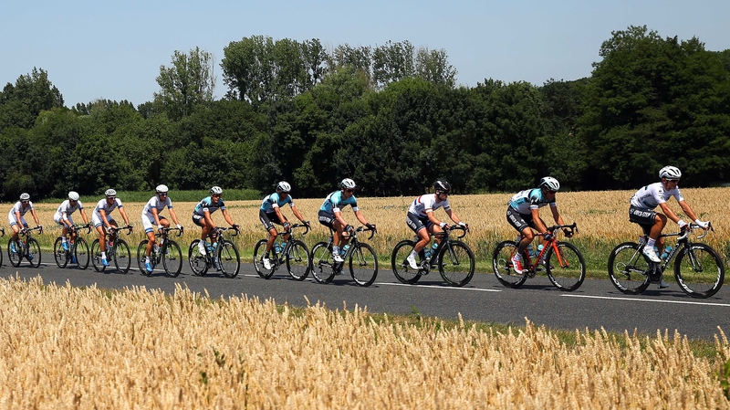Mark Cavendish (third from right) won stage 13 of the Tour de France to Saint-Amand-Montrond
