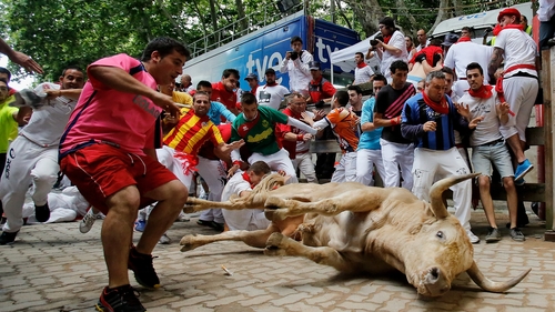 The stampede happened at the narrow entrance to the bullring