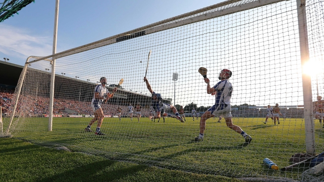 Richie Power scores a penalty for Kilkenny against Waterford