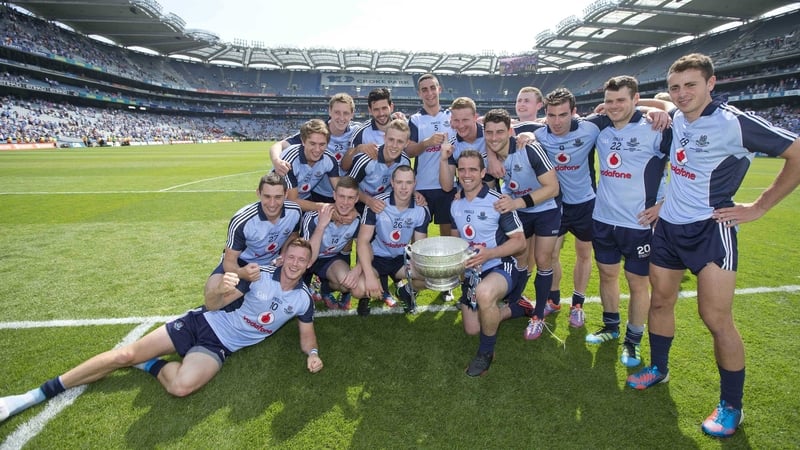 Dublin players with the Delaney Cup after their victory over Meath in the 2013 Leinster final