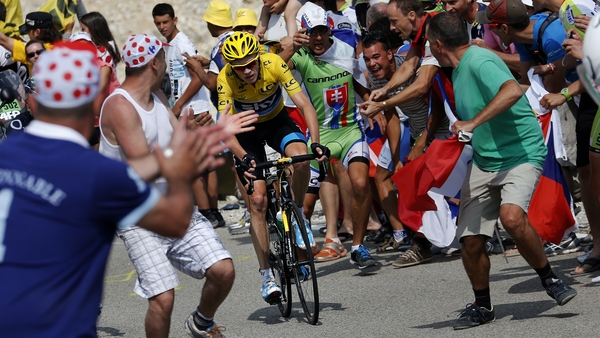 Chris Froome with the yellow jersey in France