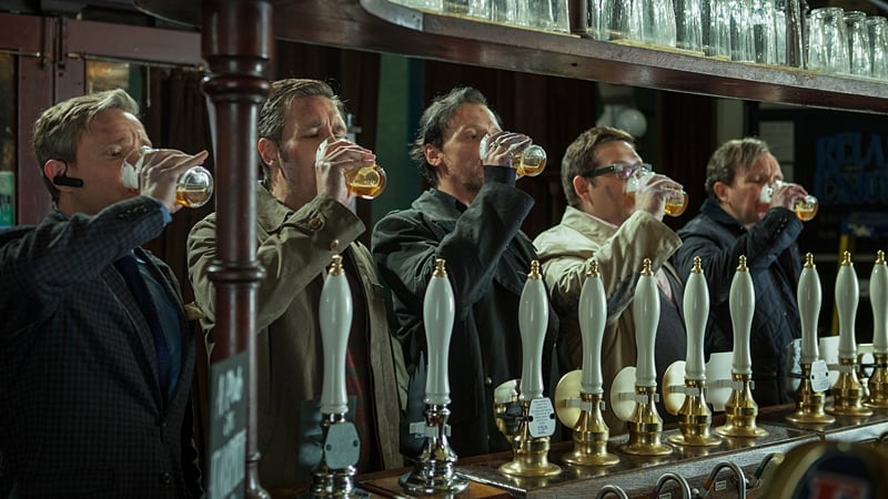 Serves up the one-liners and comebacks a lot quicker than our heroes can down their drinks