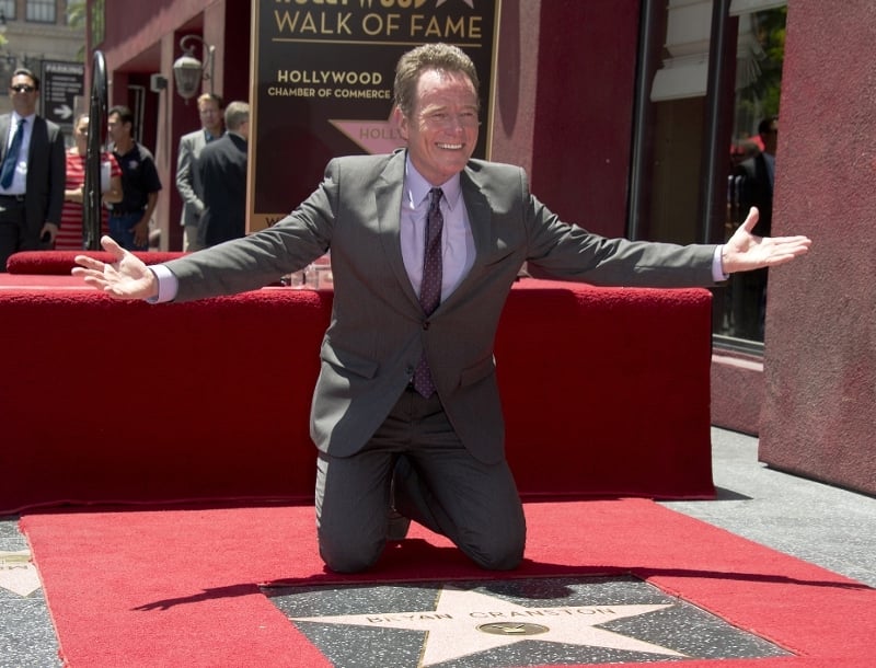 Bryan Cranston celebrating the unveiling of his star on Hollywood Boulevard