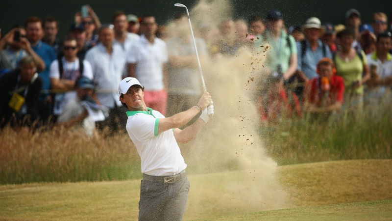 Rory McIlroy found the bunker on the first hole of his first round at Muirfield