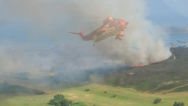 A gorse fire in Howth, Co Dublin Bord na Móna volunteers are monitoring high-risk areas