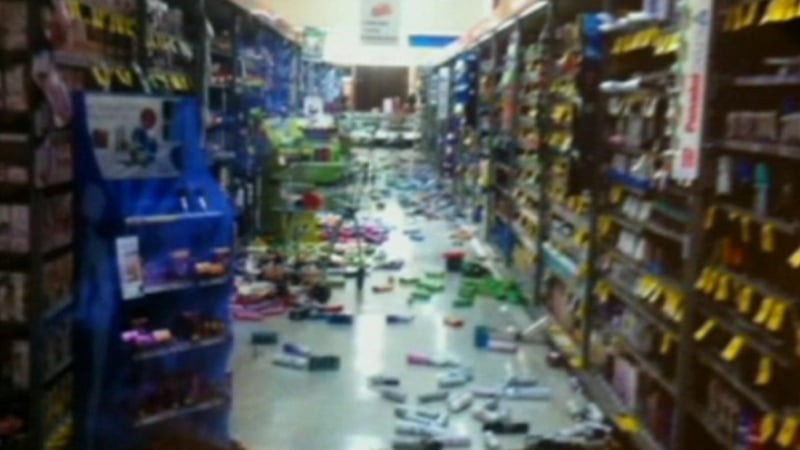 Products were thrown from the shelves in supermarkets during the earthquake