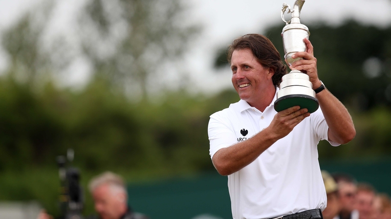 Last year's Open winner Phil Mickelson with the famous Claret Jug