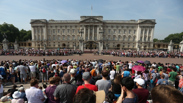 Crowds at Buckingham Palace following the news that the Duchess of Cambridge had gone into labour