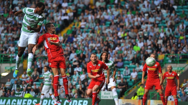 Celtic's Efe Ambrose heads home against Cliftonville