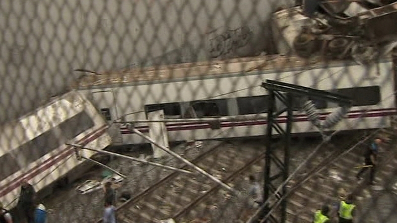Train derailed outside Santiago de Compostela in northern Spain
