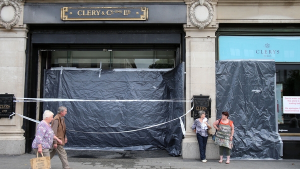 Clerys Department Store is closed today after a part of the roof collapsed