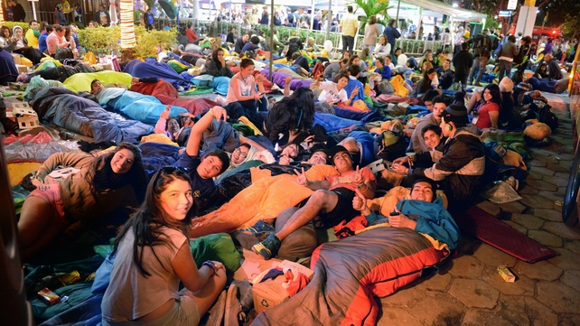 Thousands of people camped out on and around the beach overnight