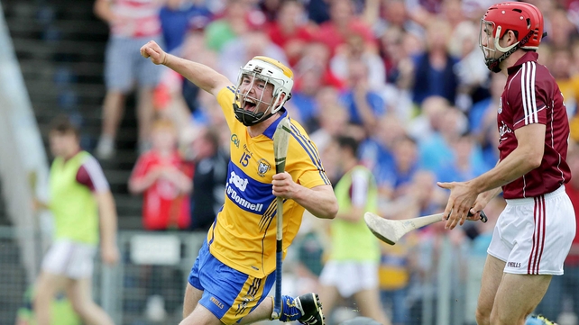 Clare and Galway met in the day's second All-Ireland hurling quarter-final, with Clare's Conor McGrath hitting the back of the net for the Banner men