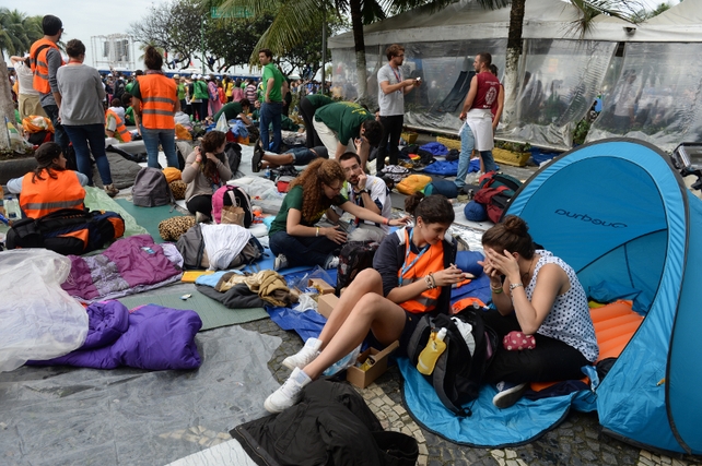 Pilgrims camped overnight to ensure they kept their place