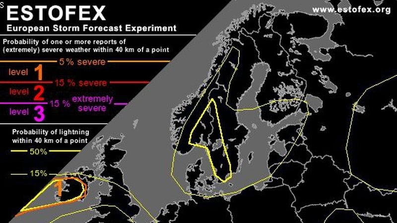 ESTOFEX is forecasting heavy rain, tornadoes and the possibility of a large hail event
