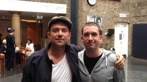 Damon and pal at the Irish Film Institute in Dublin's Temple Bar yesterday. Picture courtesy of @IFI